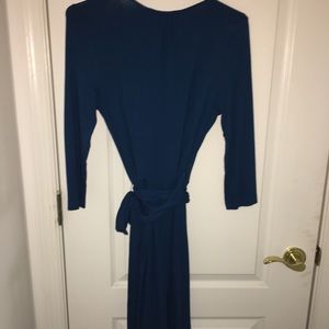 Banana Republic jersey wrap dark teal blue dress